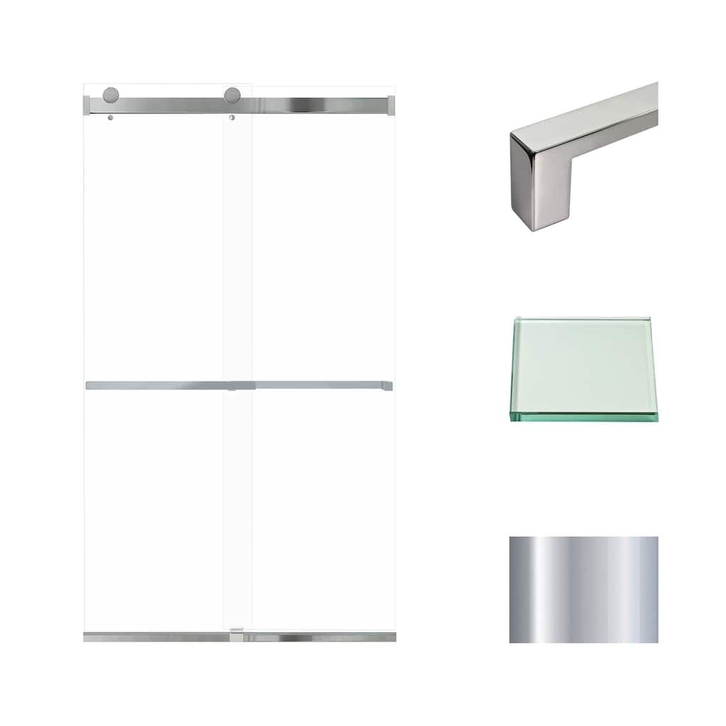 Brianna 48 in. W x 80 in. H By-Pass Frameless Shower Door with Clear Glass - 44-48-in W x 80-in H