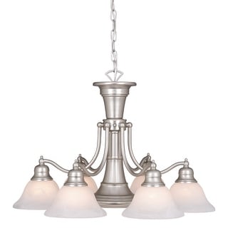 Standford 6L Brushed Nickel Chandelier with Down Light and Switch - 26-in W x 18-in H x 26-in D