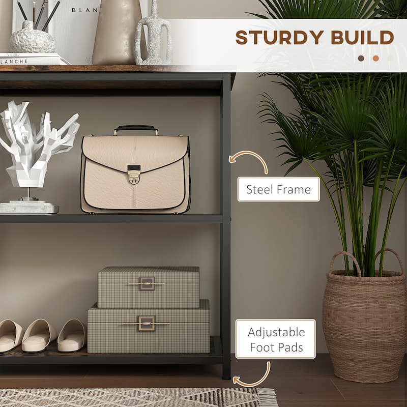 Console Table Sofa Table with Storage Shelves