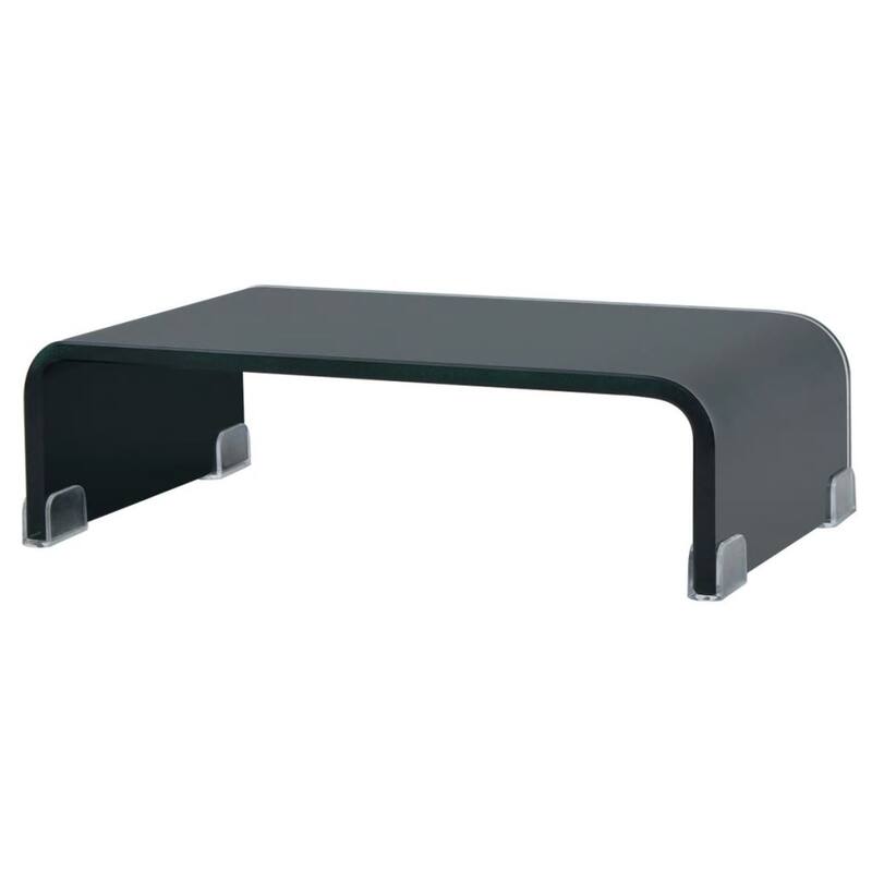 vidaXL TV Stand/Monitor Riser Glass Black 15.7"x9.8"x4.3"