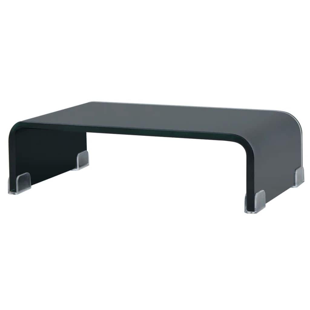 vidaXL TV Stand/Monitor Riser Glass Black 15.7"x9.8"x4.3"