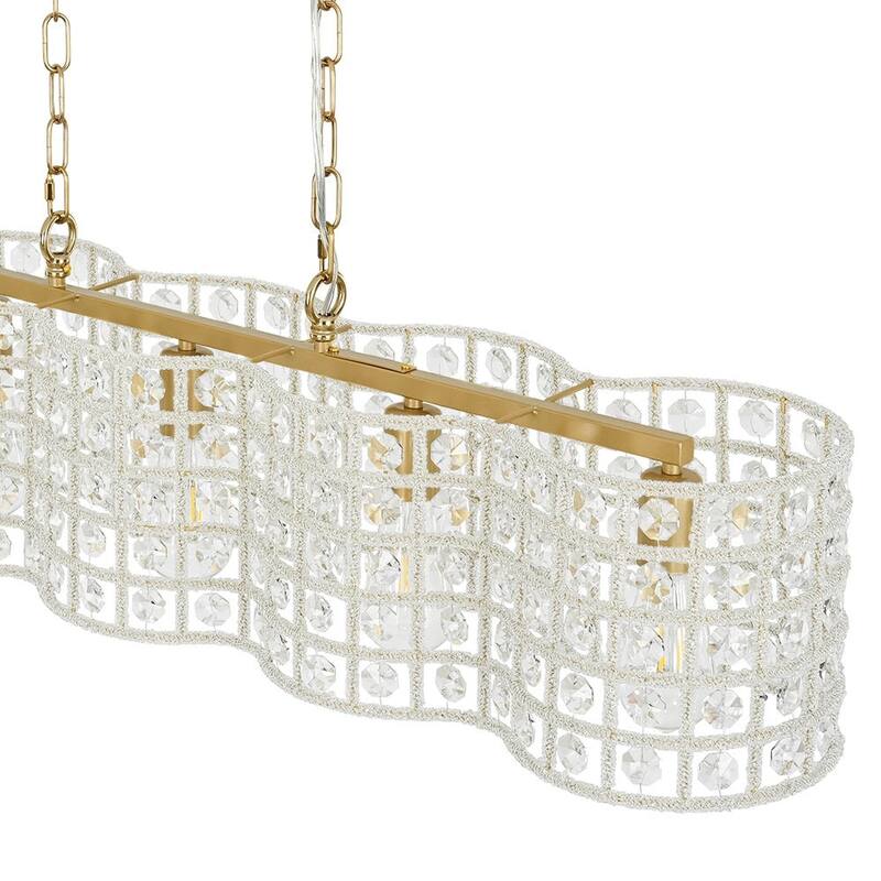 Gorgeous 5-Light Sparkling Crystal Grid Linear Chandelier