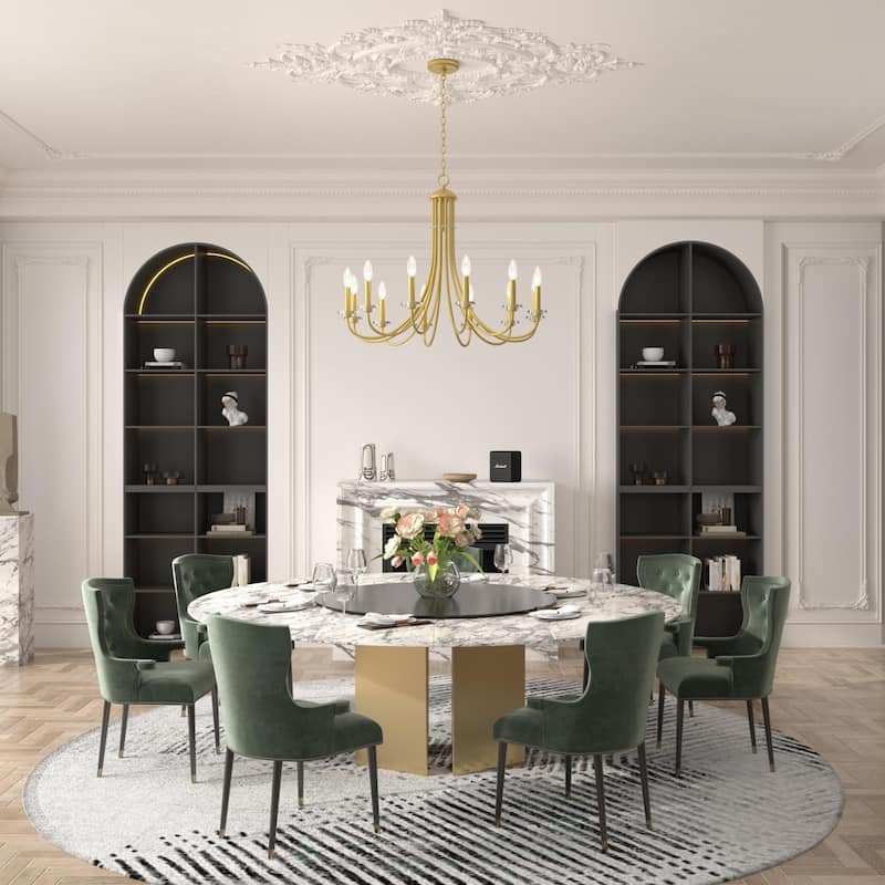 Modern 12-light Dimmable Empire Gold Chandelier