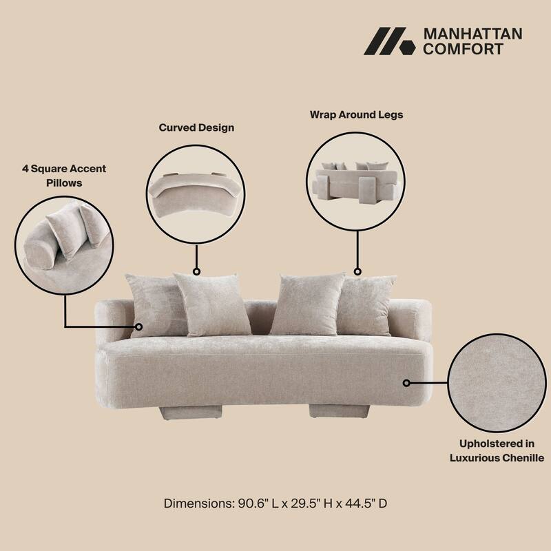 Manhattan Comfort 2 Piece Modern Verandah Chenille Multi Sofa Set