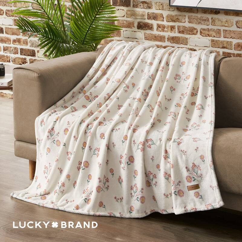 Lucky Brand Daisy Plush Throw Blanket