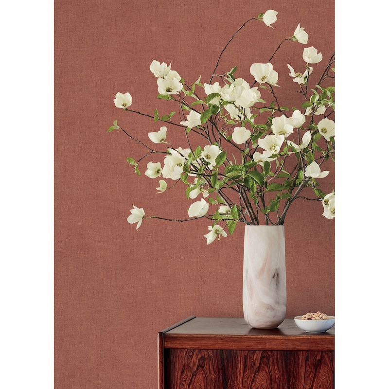 A-Street Prints Nuovo Rust Faux Linen Wallpaper