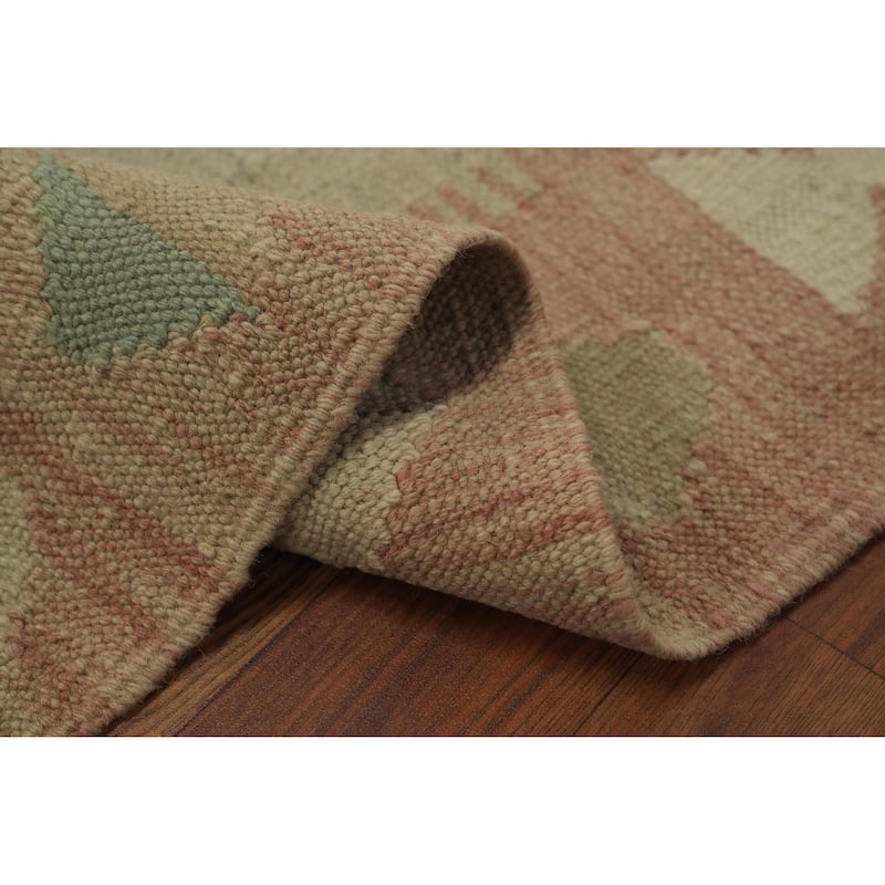 Hand Woven Oriental 100% Wool Carpet Southwestern Tribal Green Kilim Area Rug - 6' 0'' X 3' 9''