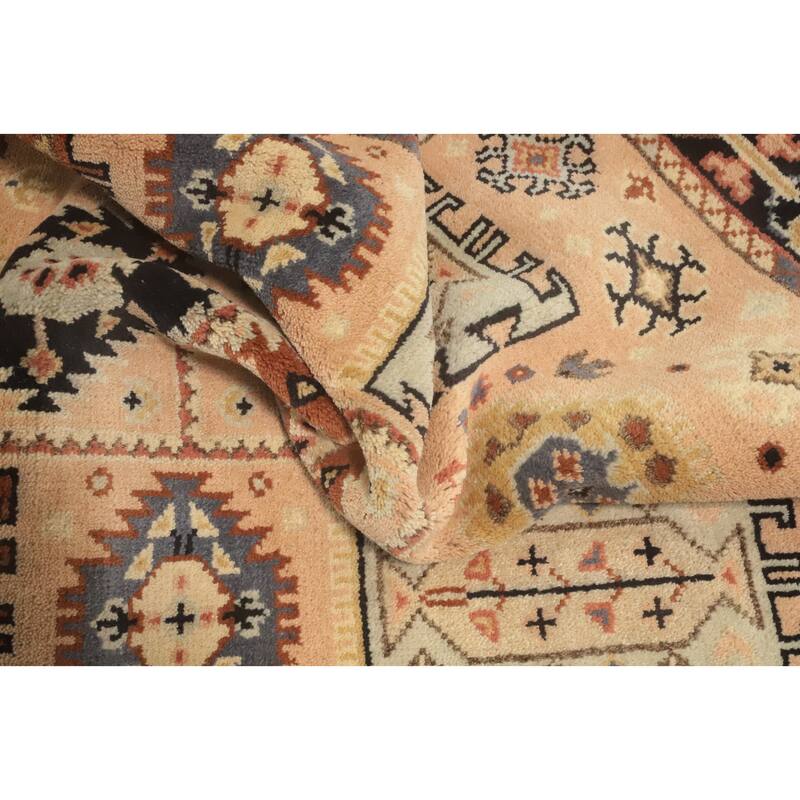 Hand-knotted Traditional Wool Peach Geometric Oriental Area Rug - 5' 10'' X 4' 0''