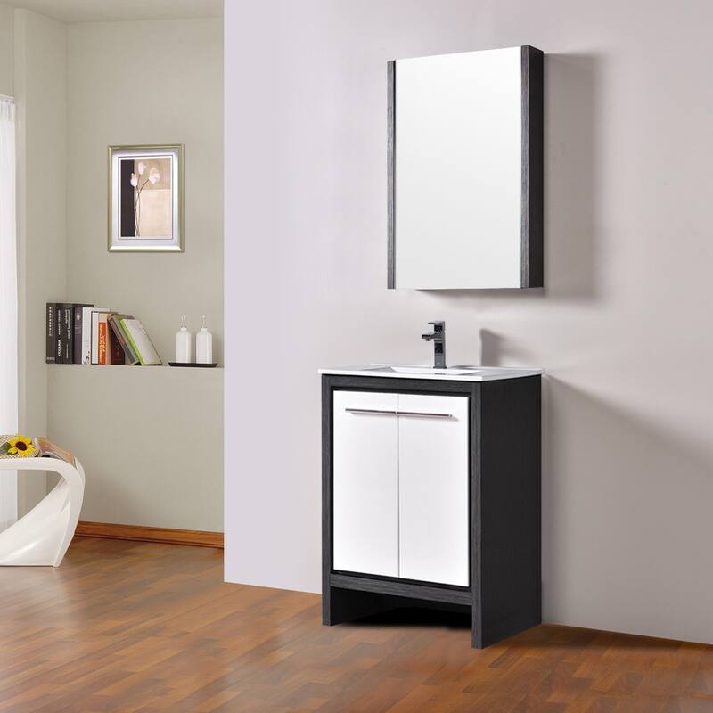 Solid Wood Bathroom Vanity with Mirror Medicine Cabinet