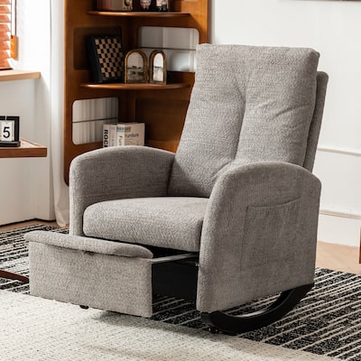 High Back Accent Rocking Armchair with Footrest and Storage Poccket