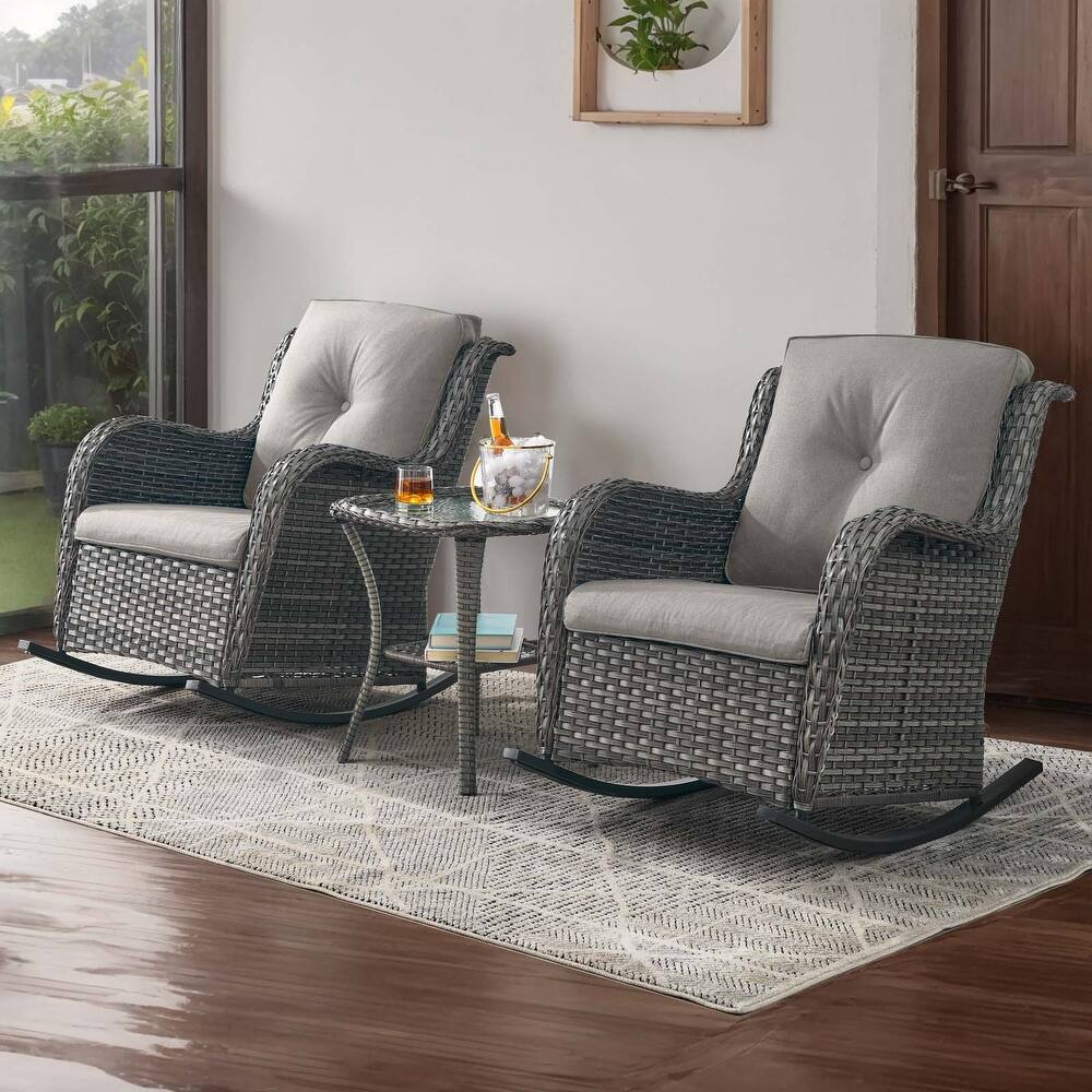 Gymojoy Patio Rocking Chair with Comfortable Cushions