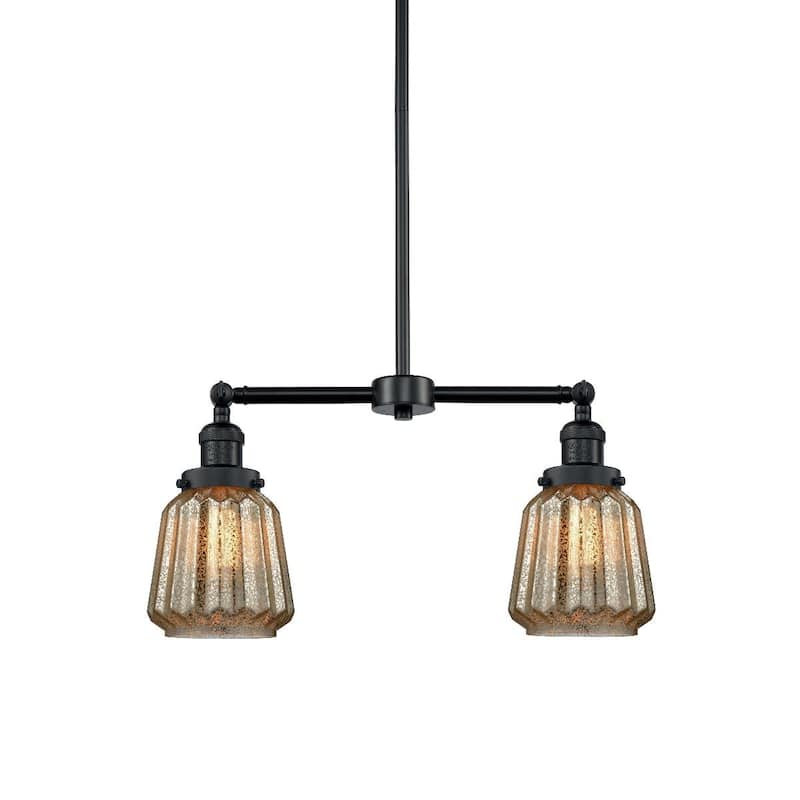 Innovations Lighting Chatham 2 Light 21" Wide Linear Chandelier - Matte Black / Mercury Plated