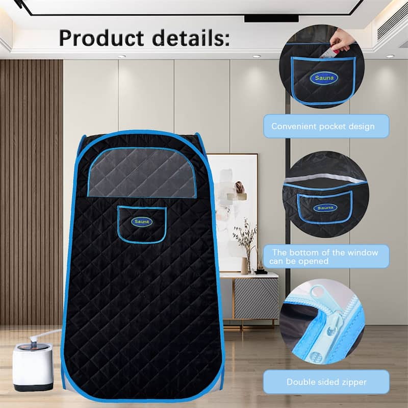 Portable Folding Full Size Steam Sauna with 1000W&2.2L Steam Generator