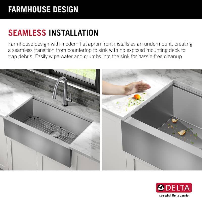 Delta 95C9031-33S Rivet 33” Workstation Farmhouse Apron Front Kitchen