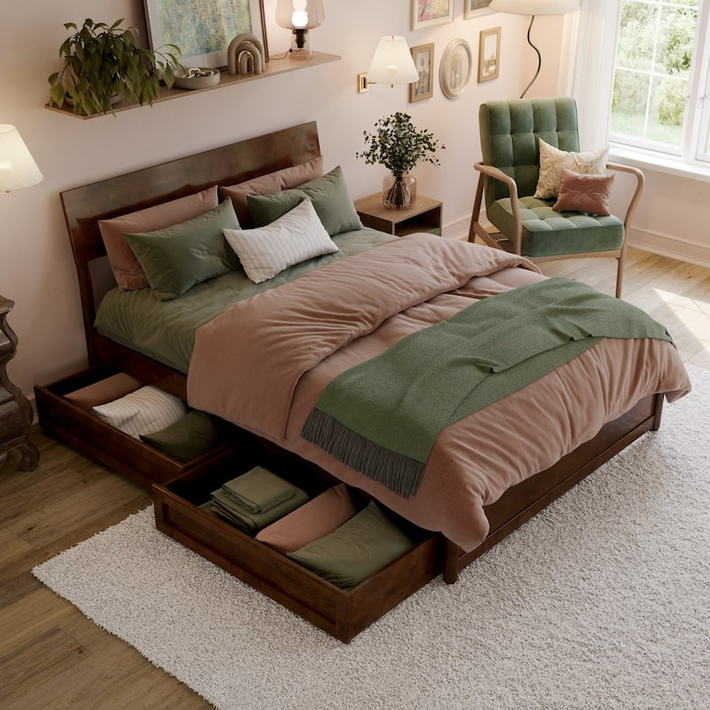 Norla Wood Platform Bed with Storage Drawers