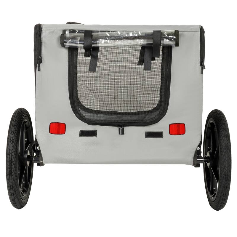 Outdoor Heavy Duty Collapsible Pet Bike Trailer with 16-Inch All-Terrain Wheels & Universal Hitch, Foldable Dog Carrier Cart
