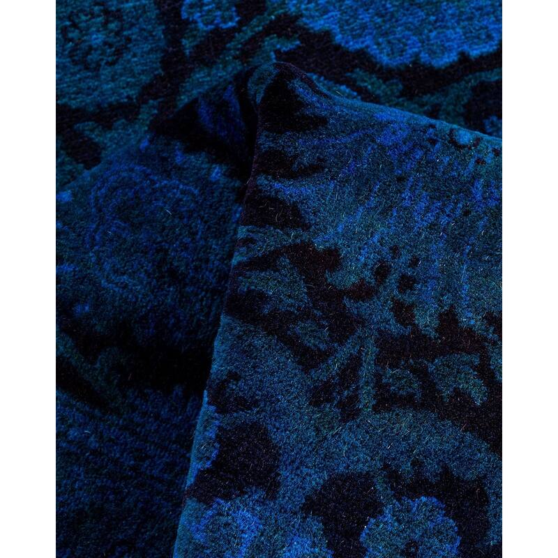 Fine Vibrance One-of-a-Kind Hand-Knotted Runner Rug - Blue, 2' 7" x 17' 6" - 2' 7" x 17' 6"