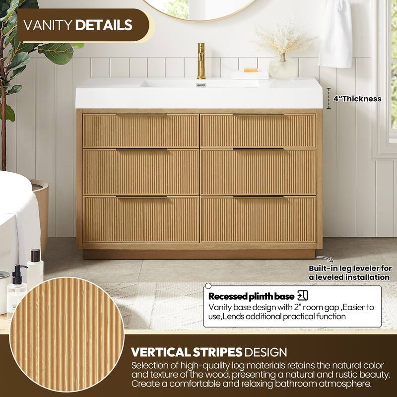 Hohhot Bath Vanity with Integrated Stone Sink Top without Mirror