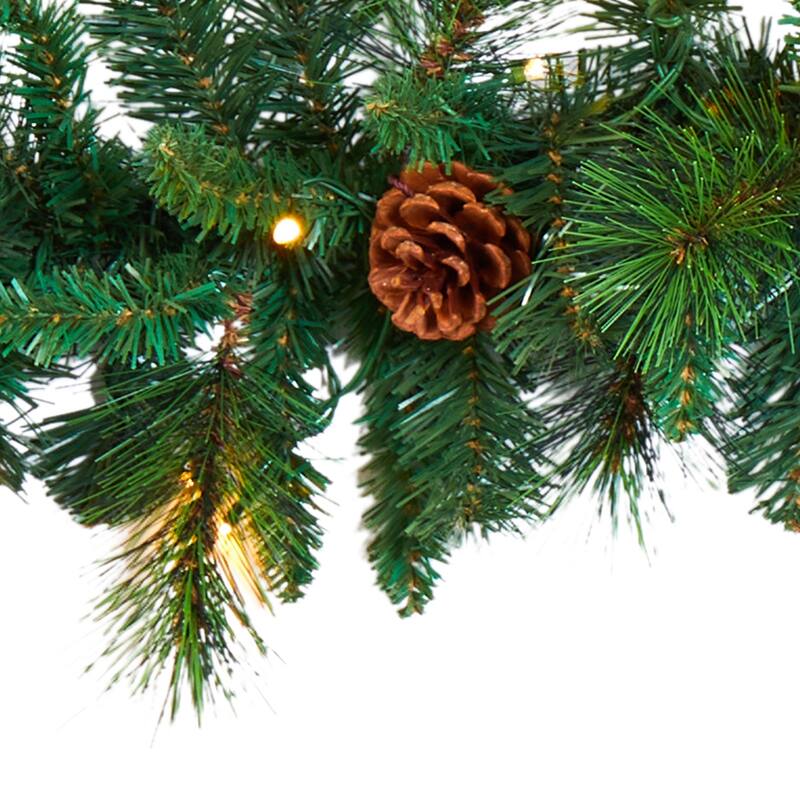Artificial Pine Garland with Lights - 6ft Holiday Decor, Festive Greenery, Pre-Lit Christmas Decor - 72