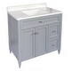 preview thumbnail 70 of 109, Vail 37" Bathroom Vanity with Cultured Marble Top Sink w/ Backsplash in White with White Basin Grey - White with backsplash