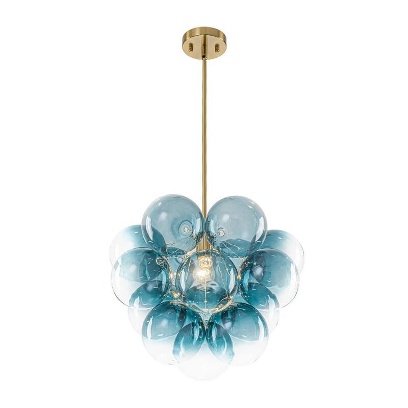 Glam Single-light Dining Room Glass Globe Bubble Chandelier - 17.7 in