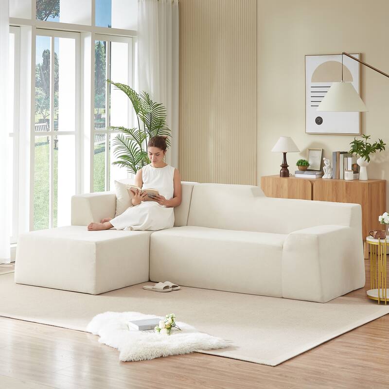 Boneless Couch, Cloud Couch Modular Sectional Sofa with Deeper Seat, L-Shaped Sofa Comfy Corduroy Couches for Living Room