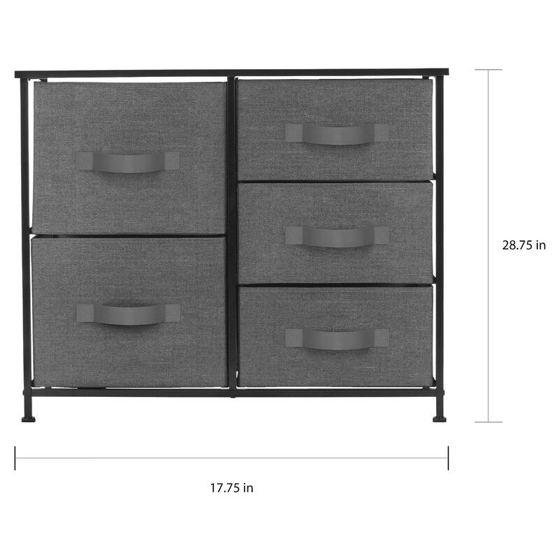 Dresser w/ 5 Drawers - Furniture Storage Tower Unit for Home, Bedroom