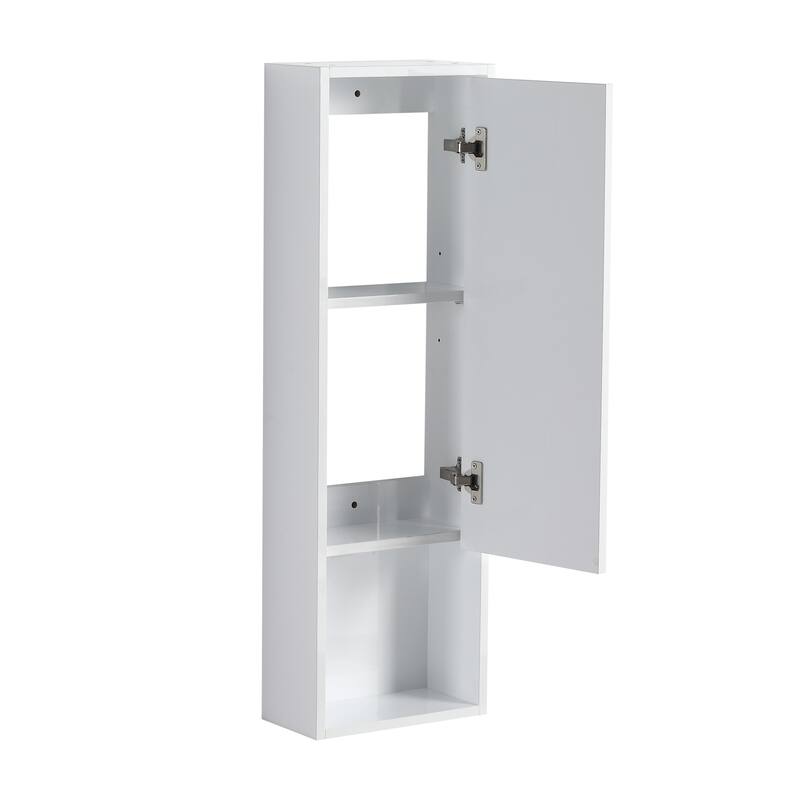 12" Bathroom Wall Cabinet, Soft Close Doors, Float Mounting Design,Glossy White