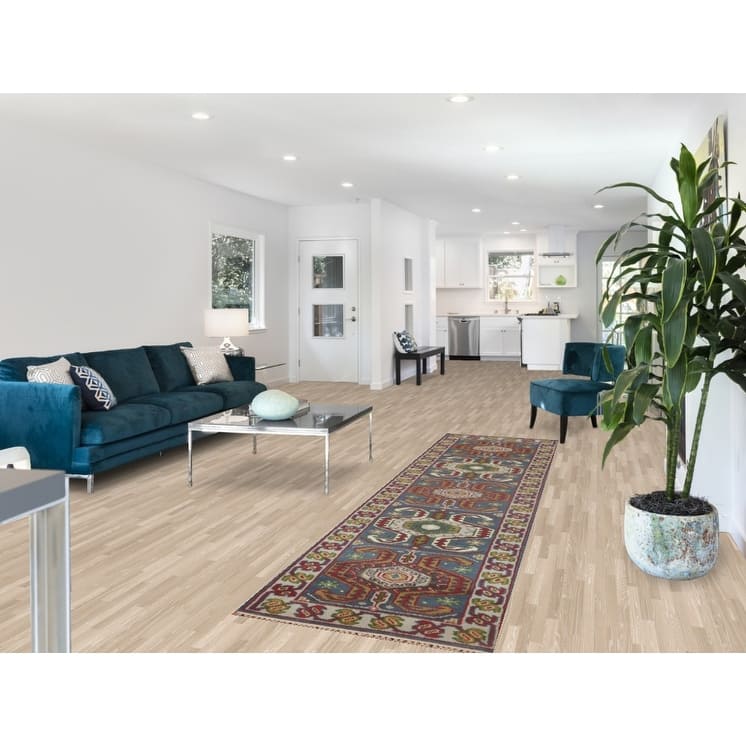 Geometric Blue Kazak Oriental Runner Rug Handmade Wool Carpet - 2'7"x 10'1"