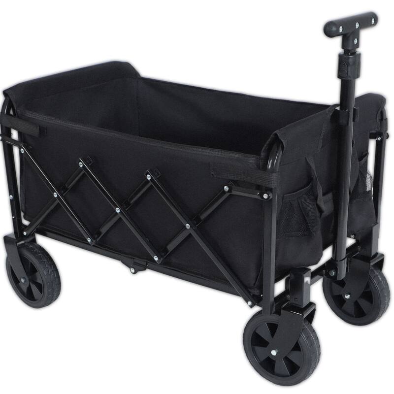 Anmytek Heavy Duty Folding Utility Wagon All Terrain Garden Beach Camping Grocery Cart Red Black