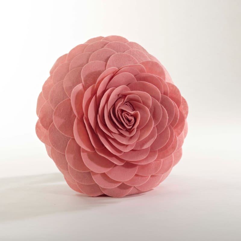 Elegant Textured Colorful Decorative Flower Throw Pillow - 13"x13" - Rose