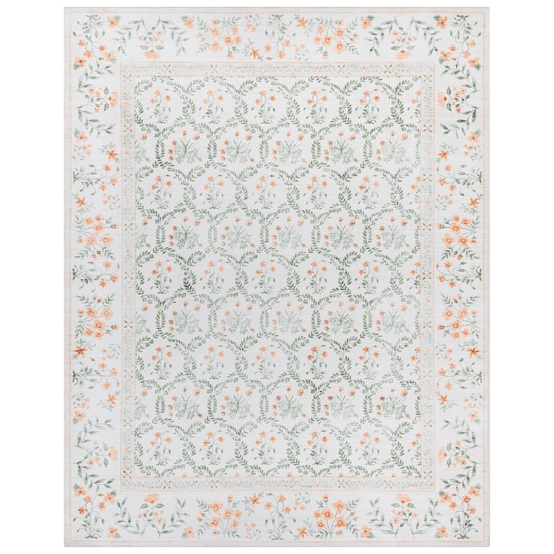 Gertmenian Crystal Print Soft Flat Pile Polyester Slip Resistant Washable Indoor Printed Area Rug Collection - 5' x 7' - Vela Ivory - Rectangle