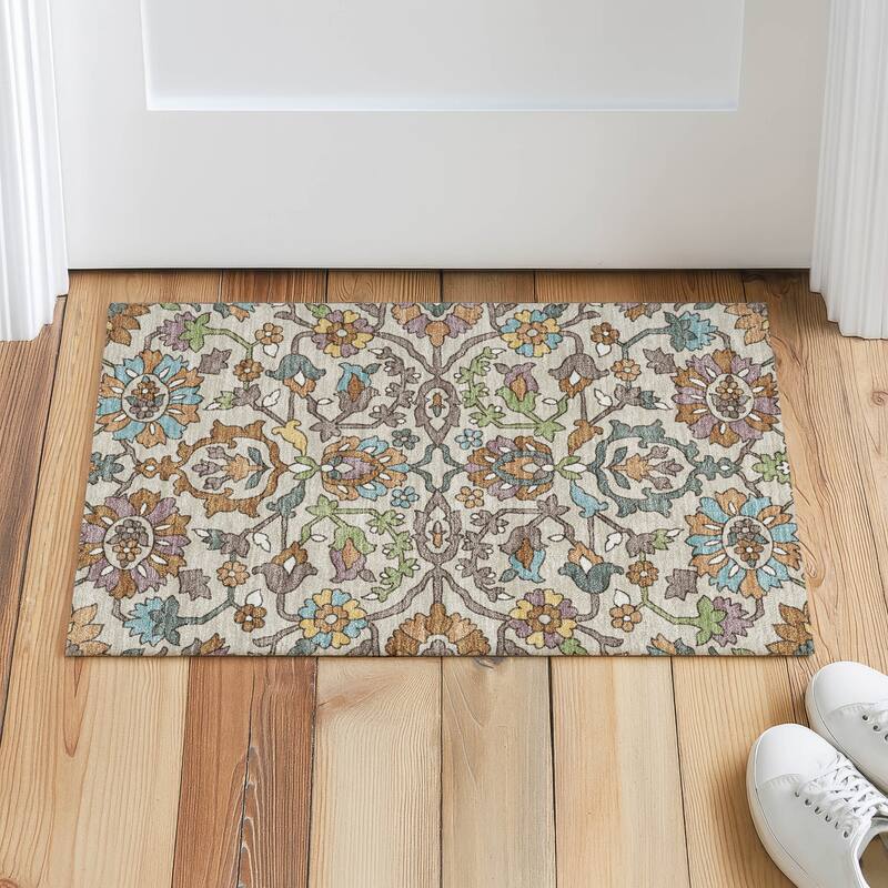 Machine Washable Indoor/ Outdoor Traditional Blanca Chantille Rug