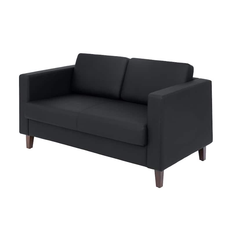 Commercial Lobby Loveseat with 2 Outlets/1 USB/1 USB-C Ports - 56.5"W x 31.25"D x 32.5"H - Black