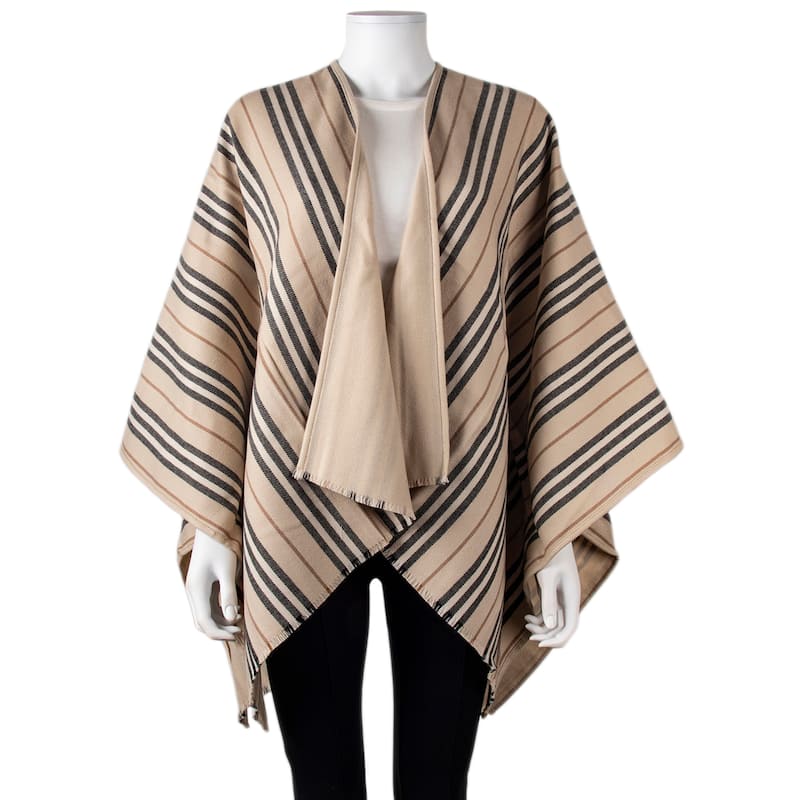 Burberry Reversible Icon Stripe Wool Cape
