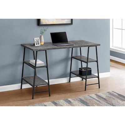 Industrial-Style Computer Desk with 4 Open Shelves