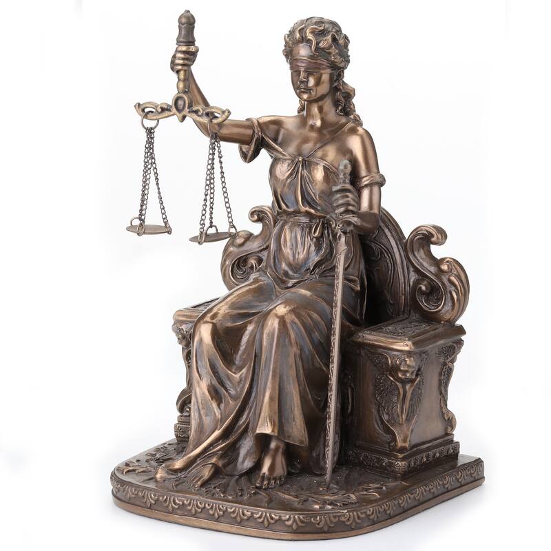 6.89" H LE JUSTICA SITTING Cold Cast Bronze - 4.33"x4.53"x6.89"