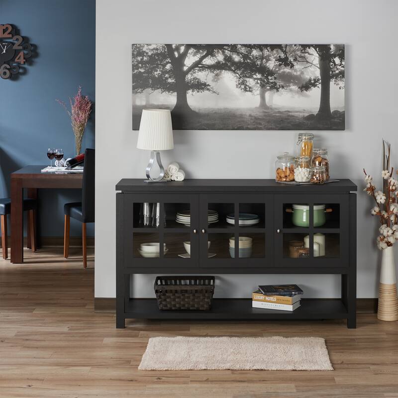 DH BASIC Modern Farmhouse 59" Windowpane Cabinet Buffet by Denhour