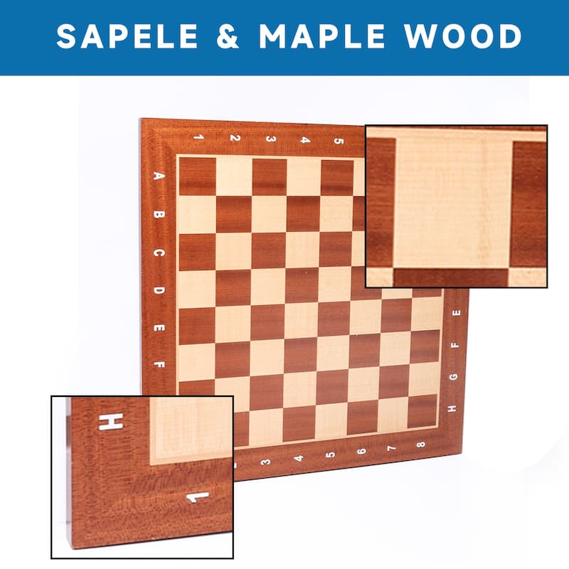 GSE™ 19"x19" Wooden Inlaid Chessboard, Professional Staunton Tournament Chess Board with 2" Square