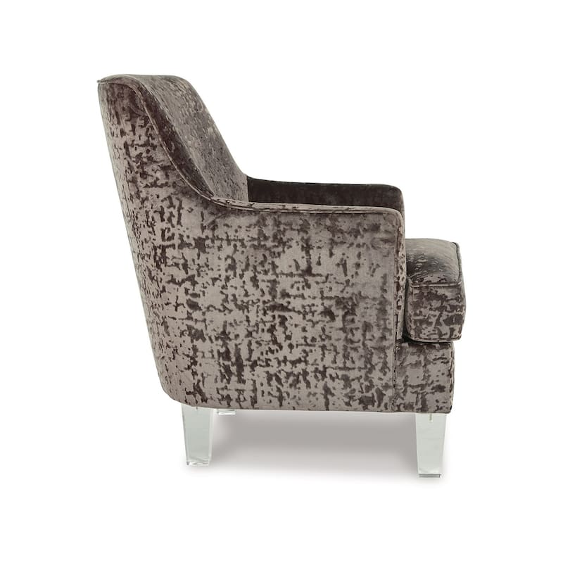 Gloria Accent Chair, Charcoal Brown Polyester Crushed Velvet, Clear Acrylic