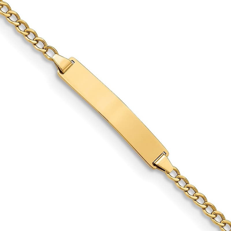 Curata 14k Yellow Gold 4.5mm Semi Solid Miami Curb ID Bracelet Options: 7" 8"