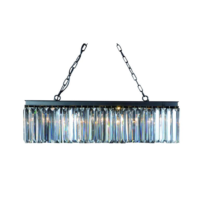 5-Light Black Chandelier With Clear Crystals