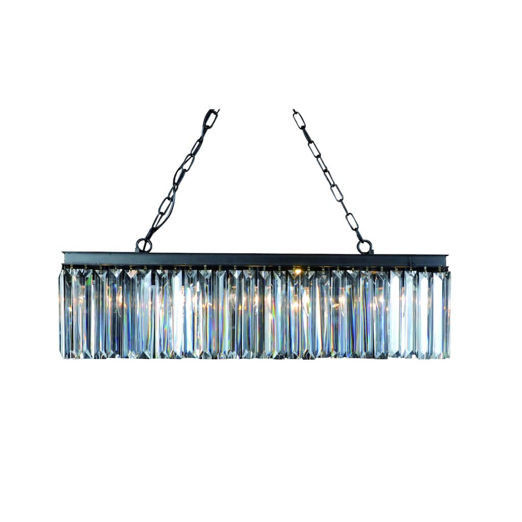5-Light Black Chandelier With Clear Crystals
