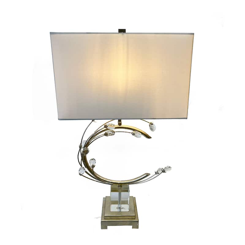 1 Light Silver Metal Frame Table Lamp With Clear Crystal