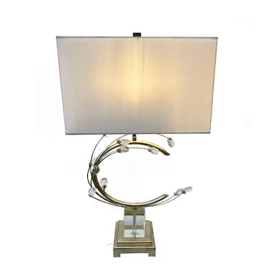 1 Light Silver Metal Frame Table Lamp With Clear Crystal
