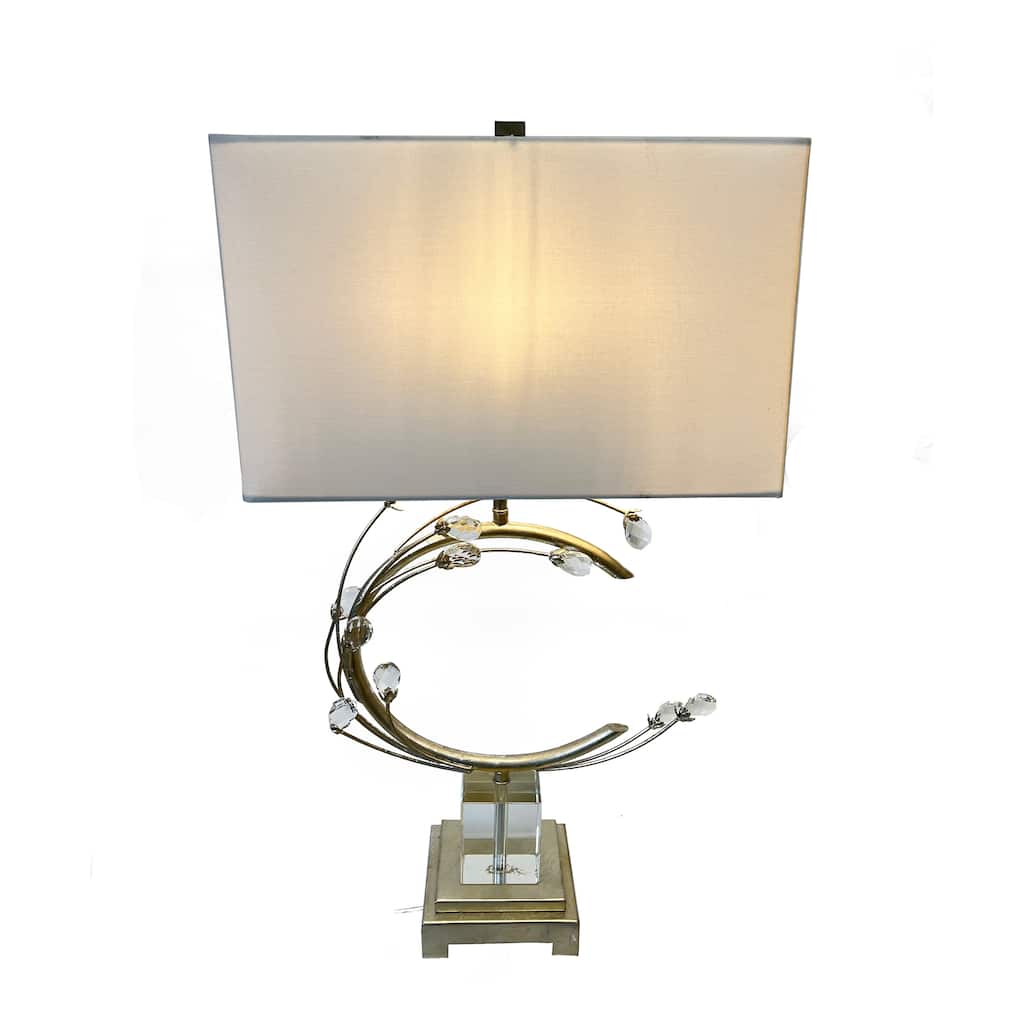 1 Light Silver Metal Frame Table Lamp With Clear Crystal