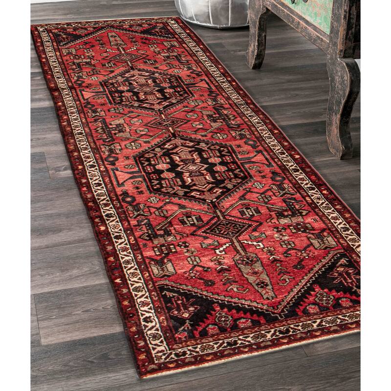 ECARPETGALLERY Hand-knotted Andelz Red Wool Rug - 3' 1" x 10' 1"