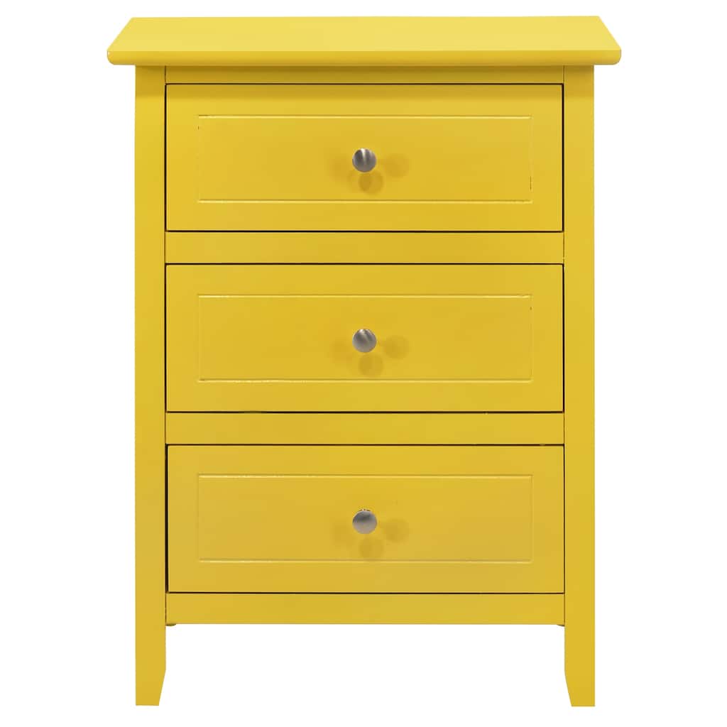 Yellow Nightstand with Extra Durability - Real Wood Veneers and Dove Tailed Drawers