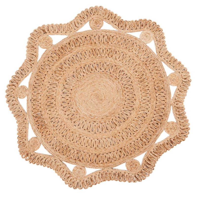 SAFAVIEH Flatweave Natural Rosellina Fiber Farmhouse Jute Rug - 5' Round - Natural