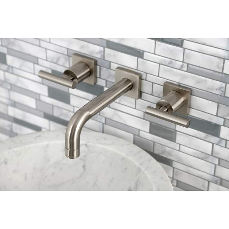 Manhattan Two-Handle 3-Hole Wall Mount Bathroom Faucet - Brushed Nickel